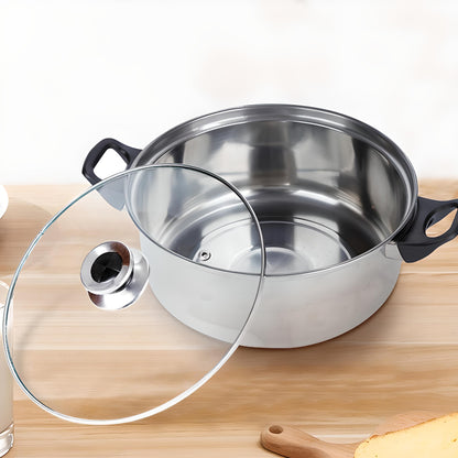 12-teiliges Edelstahl-Topfset mit Pfanne & Glasdeckeln – Für alle Herdarten