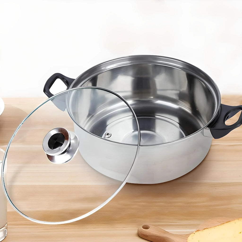 Edelstahl Topfset 12-teilig mit Glasdeckeln - Kochtopfset für alle Herdarten inkl. Induktion - Spülmaschinenfest - FUXLShop