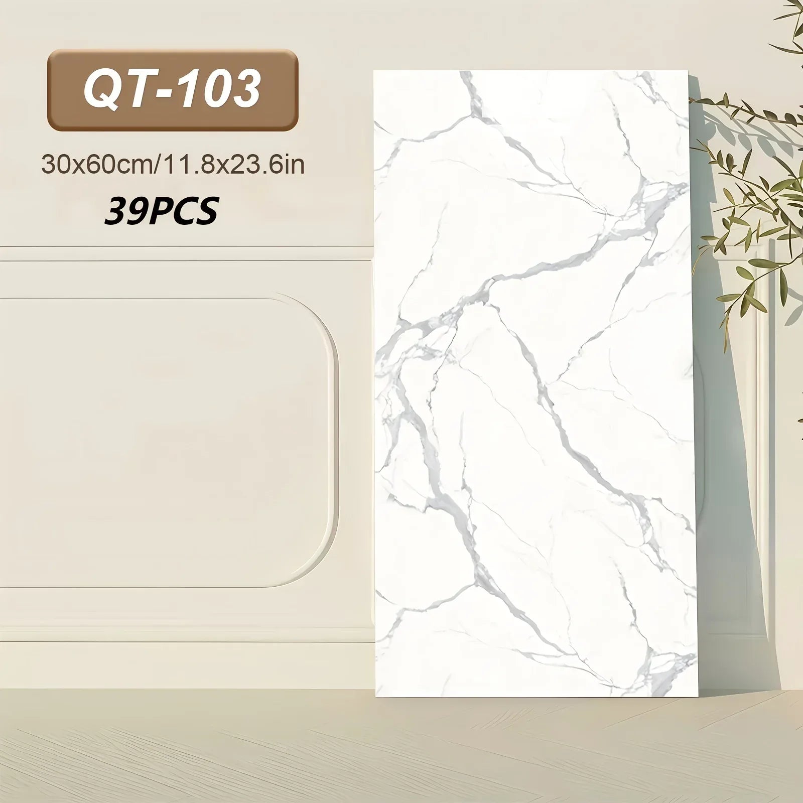 Selbstklebende 3D Marmor-Wandfliesen 60x30cm - Vinyl Fliesenaufkleber für Küche Bad & Wohnzimmer - Abwaschbar (19-99 Stück) - FUXLShop