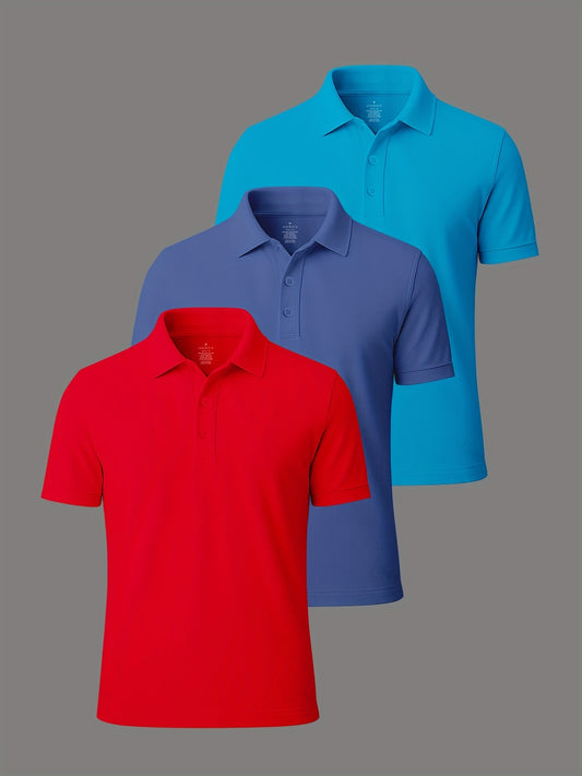 3er-Pack Herren-Polo-Shirts – gekämmte Baumwolle, atmungsaktiv & bequem, klassischer Stil für Business & Freizeit, Sommer-Essentia
