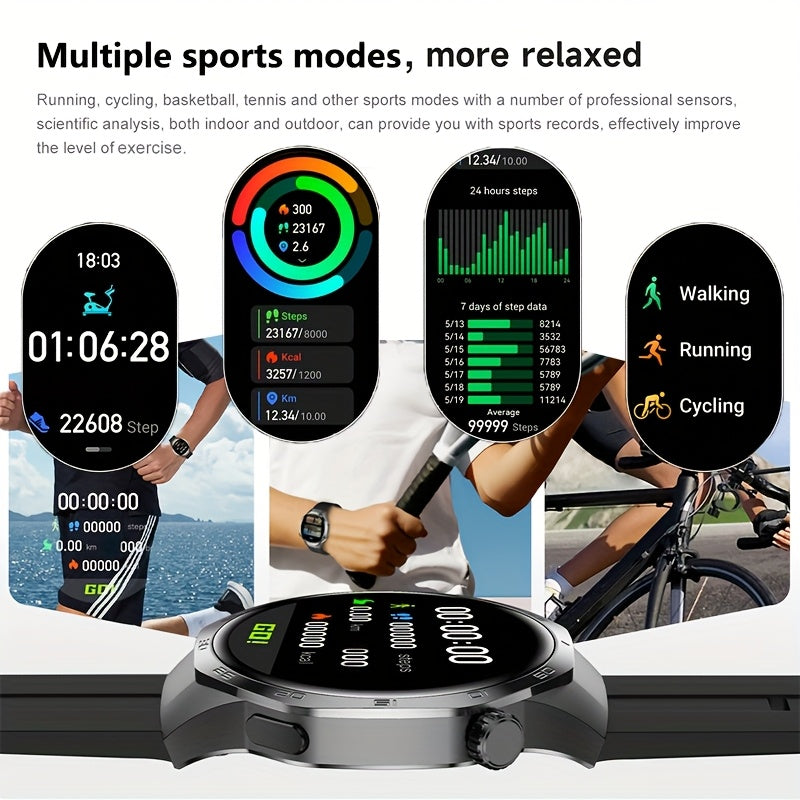 GPS Smartwatch Herren 1.53" HD Display 100+ Sportmodi NFC Bluetooth