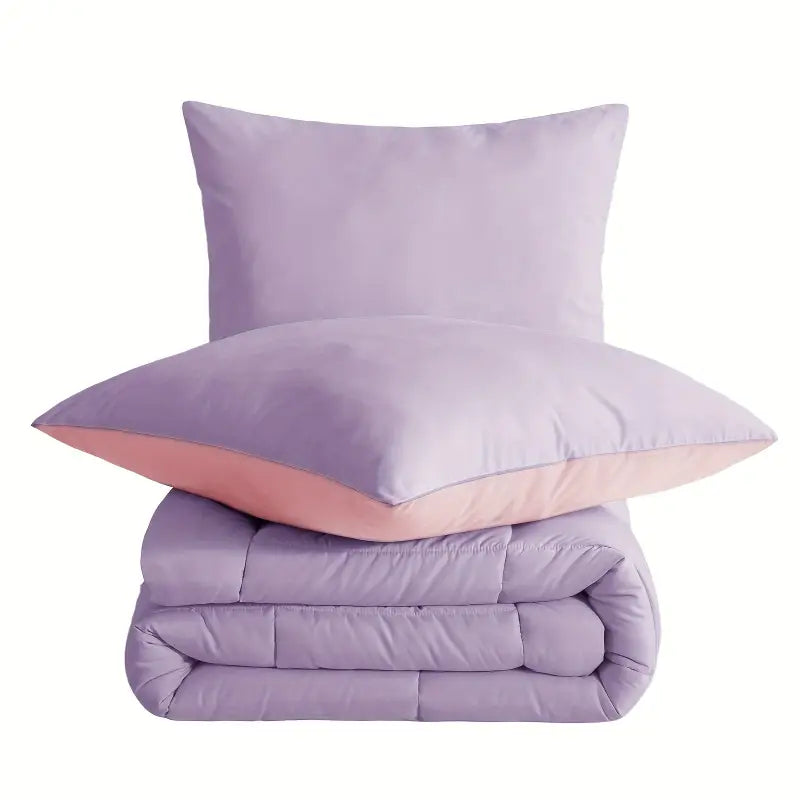Wendbares steppdecken-set aus lavendelfarbenem material mit kissenbezügen 80x80 cm online bestellen als geschenkideen