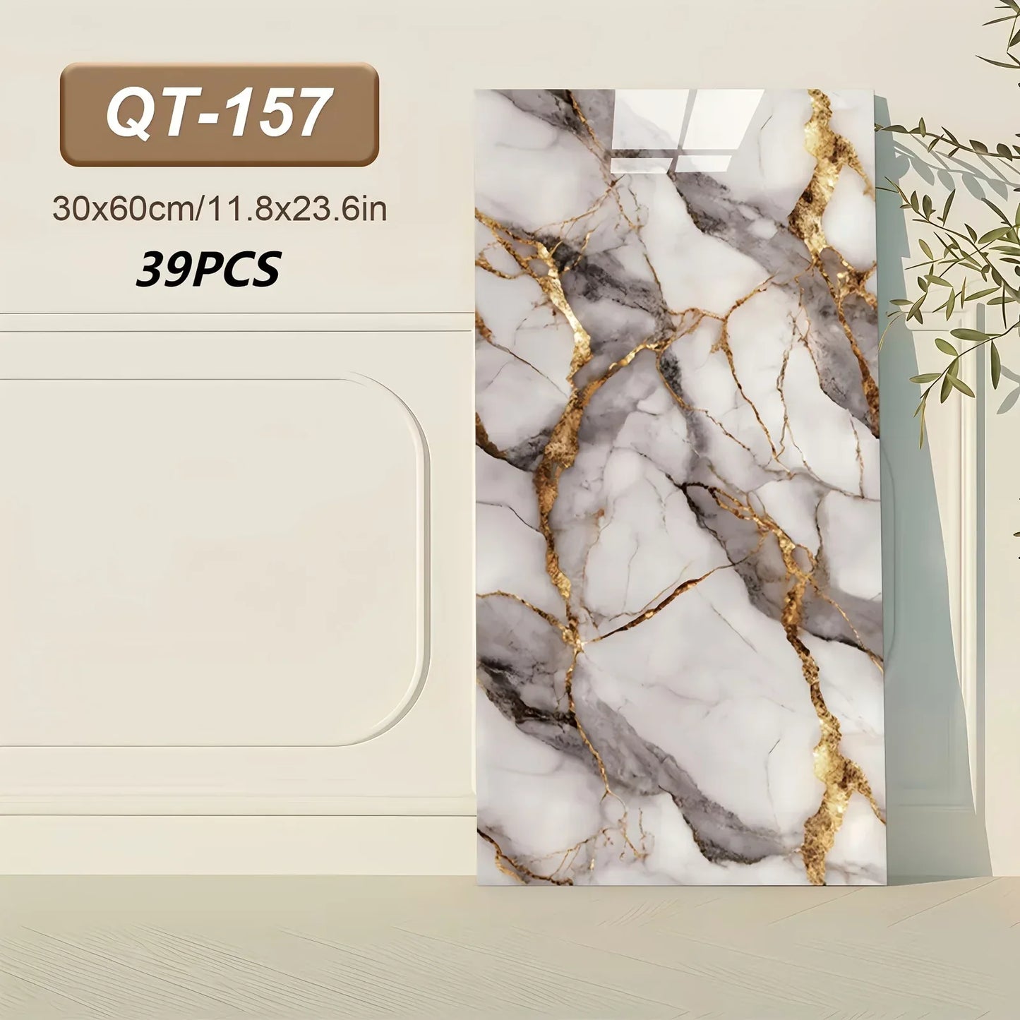 Selbstklebende 3D Marmor-Wandfliesen 60x30cm - Vinyl Fliesenaufkleber für Küche Bad & Wohnzimmer - Abwaschbar (19-99 Stück) - FUXLShop
