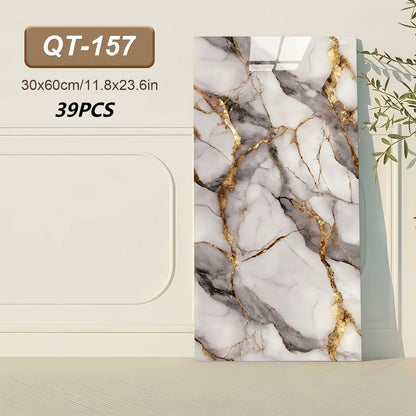 Selbstklebende 3D Marmor-Wandfliesen 60x30cm - Vinyl Fliesenaufkleber für Küche Bad & Wohnzimmer - Abwaschbar (19-99 Stück) - FUXLShop