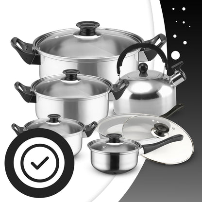 Edelstahl Kochtopf-Set mit Glasdeckeln