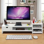 Ergonomischer Monitor-Ständer mit Stauraum – MDF, platzsparend, Homeoffice & Büro