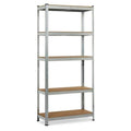 Schwerlastregal 180x90x40 cm silber – 5 verstellbare MDF-Böden, Kellerregal Werkstattregal