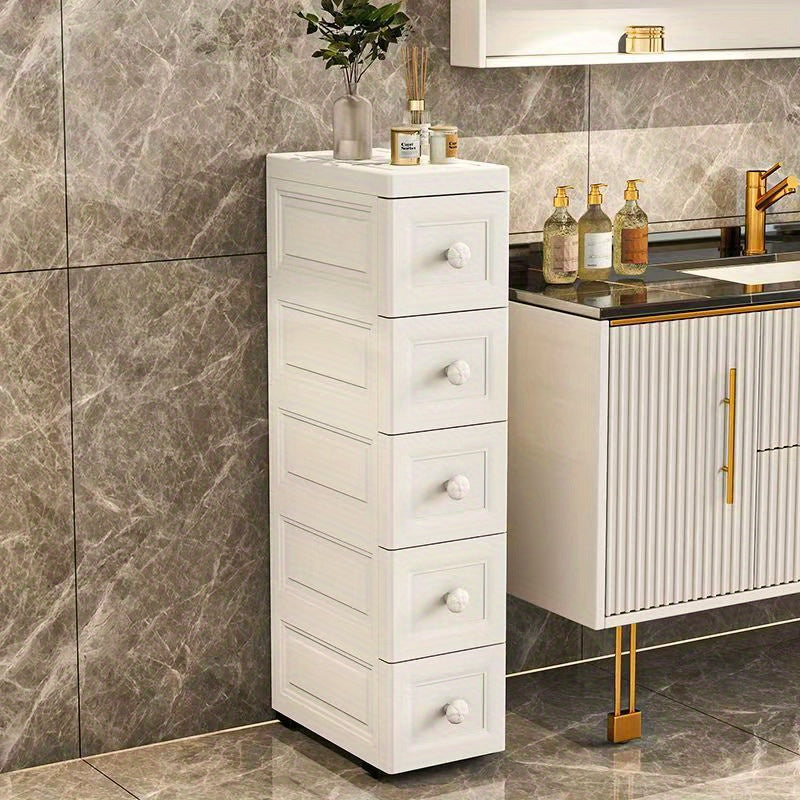 Ultradünner weißer Kosmetik-Organizer mit 4–6 Ebenen und runden Griffen – ideal für Make-up, Badzubehör und Küchenutensilien