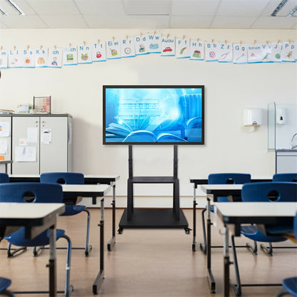 Mobiler TV-Ständer mit Rollen – Höhenverstellbar, stabiler Bodenständer für 32–100 Zoll Flachbildschirme – bis 80 kg Tragkraft, inkl. Ablage - FUXLShop