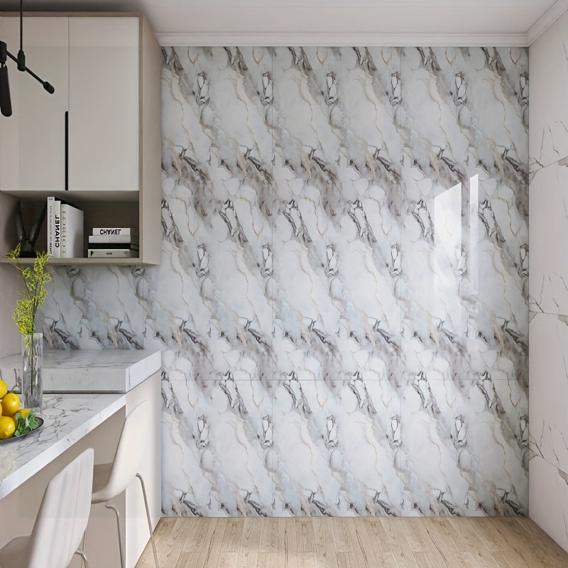 Box mit 10–50 selbstklebenden Wandaufklebern – Marmor-Optik, PVC & PE, glänzend, abnehmbar, für Küche, Bad & Wohnzimmer, einfache Montage
