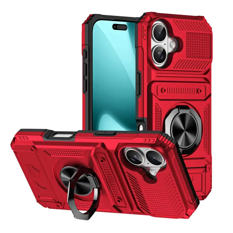 Rote stoßfeste handyhülle mit metallhalter und dual-kartenslot für iphone 11 bis 17 pro max schwere schutzhülle online bestellen