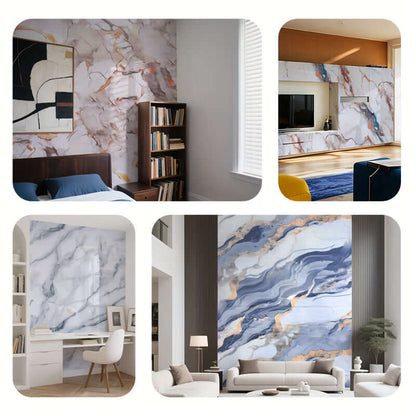 3D Marmor Tapetenrolle – Selbstklebender Schaumstoff-Sticker mit Alufolie, wasserfest & abnehmbar – Für Küche, Bad, Schlafzimmer & Möbeloberflächen - FUXLShop