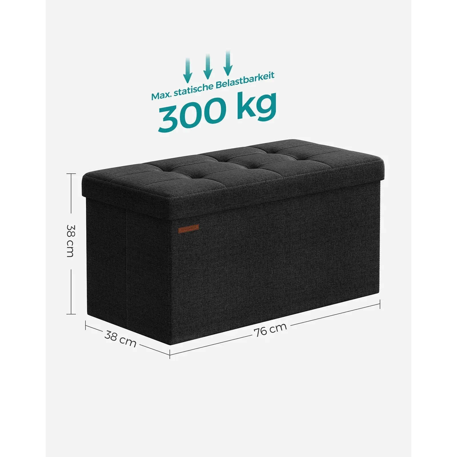Sitzbank mit Stauraum – Faltbarer Hocker Ottoman 76x38x38cm, bis 300kg belastbar - FUXLShop