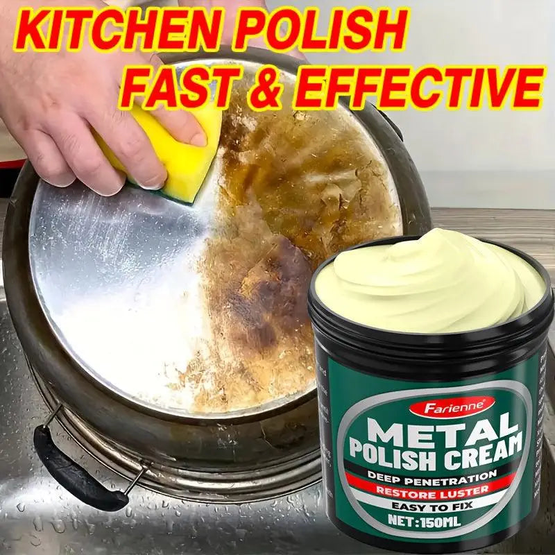 Grüne und schwarze dose farienne metall-polierpaste universal 150ml zum oberflächen polieren von chrom und edelstahl