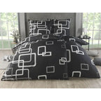 Schwarzes bettwäsche-set 135x200 4-teilig mit modernem geometrischem muster aus weißen und grauen rechtecken