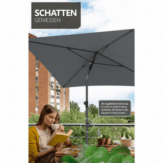 Balkon-Sonnenschirm 200x125 cm UV50+ – Höhenverstellbar, faltbar, mit Schutzhülle