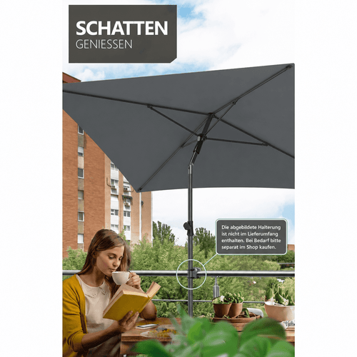 Balkon-Sonnenschirm 200x125 cm UV50+ – Höhenverstellbar, faltbar, mit Schutzhülle