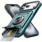 Teal und schwarze stoßfeste handyhülle mit metallhalter und dual-kartenslot auf der rückseite, heavy duty online bestellen