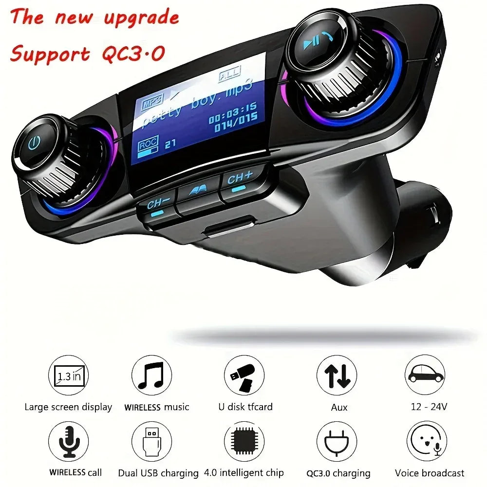 Auto FM Transmitter Bluetooth mit USB Ladegerät - Freisprecheinrichtung & MP3 Player für KFZ - FUXLShop