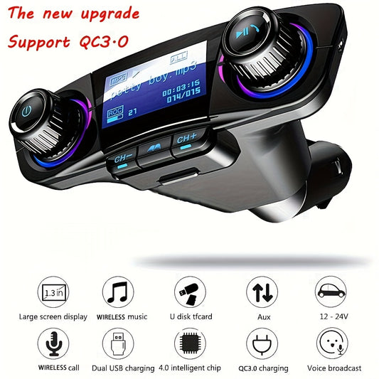 Auto FM Transmitter Bluetooth mit USB Ladegerät - Freisprecheinrichtung & MP3 Player für KFZ