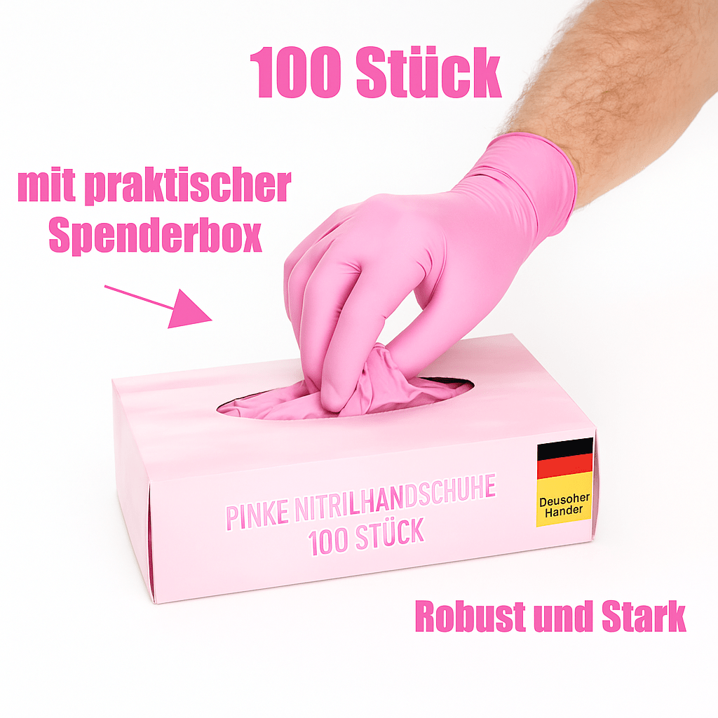 Einweghandschuhe 100 Stück – extra stark, bunt, Nitril, latexfrei, puderfrei, Kunststoff – Einmalhandschuhe für Haushalt, Medizin & Reinigung