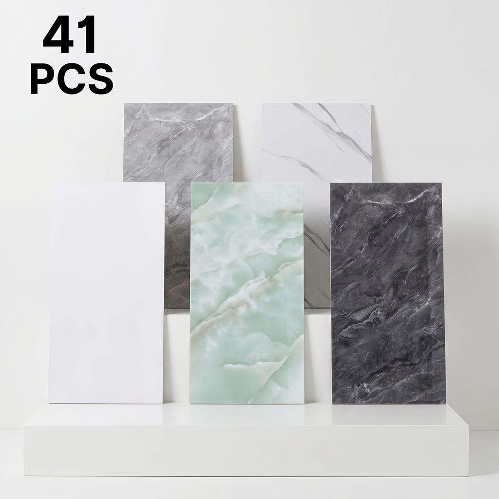 41-tlg. 3D Marmor Wandpaneele selbstklebend  – Wanddeko Küche & Wohnzimmer