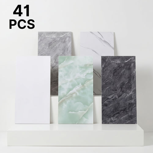 41-tlg. 3D Marmor Wandpaneele selbstklebend  – Wanddeko Küche & Wohnzimmer