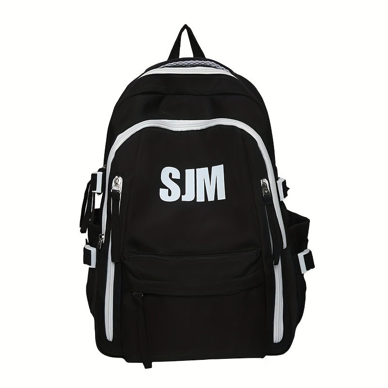 Robuster Oxford-Rucksack – Weiß-Grün, stilvoller Tagesrucksack mit verstellbaren Trägern, mehreren Fächern & Reißverschluss – ideal für Schule & Reisen