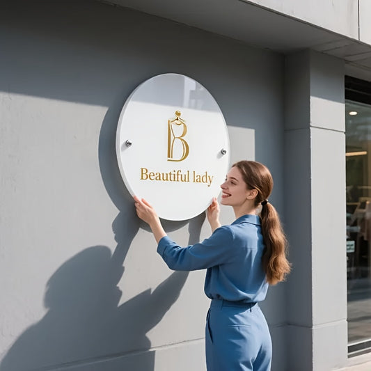 Rundes Acryl-Firmenschild personalisiert 2D Welcome Sign Logo-Design stabil wetterfest Geschäftsschild 20cm