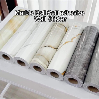 Große Rolle Bodenfliesen-Sticker 39,88x299,97 cm – Selbstklebend, 3 mm dick, modernes Marmor-Design in Weiß/Grau/Gelb – ablösbar