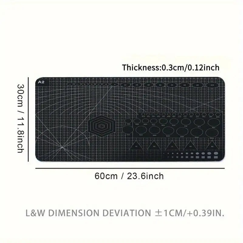 Schneidmatte schreibtischunterlage schwarz mit rutschfester a2 schneidematte und geometrischem grid online bestellen