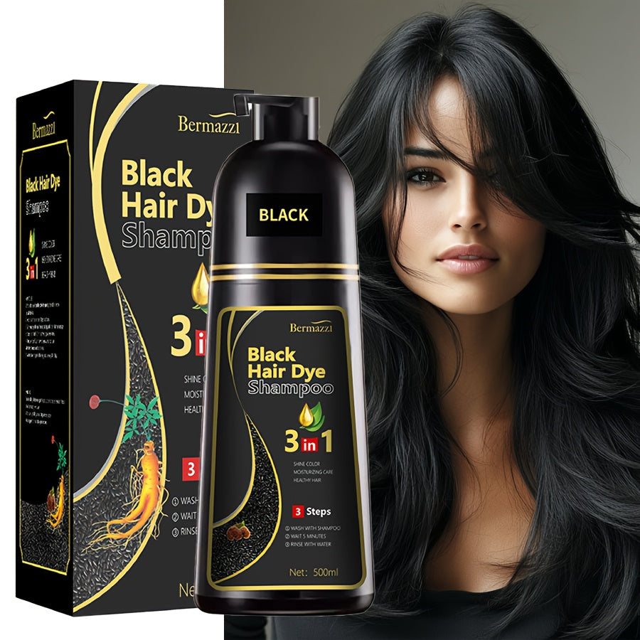 500ml Ginseng Haarfärbe-Shampoo – Pflanzliche Pflege, Grauabdeckung, langanhaltende Farbe, feuchtigkeitsspendend & sanft für Damen & Herren