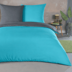 Mikrofaser Bettbezug 200x200 cm Stahlgrau/Petrol – Zweifarbiges Bettwäsche-Set