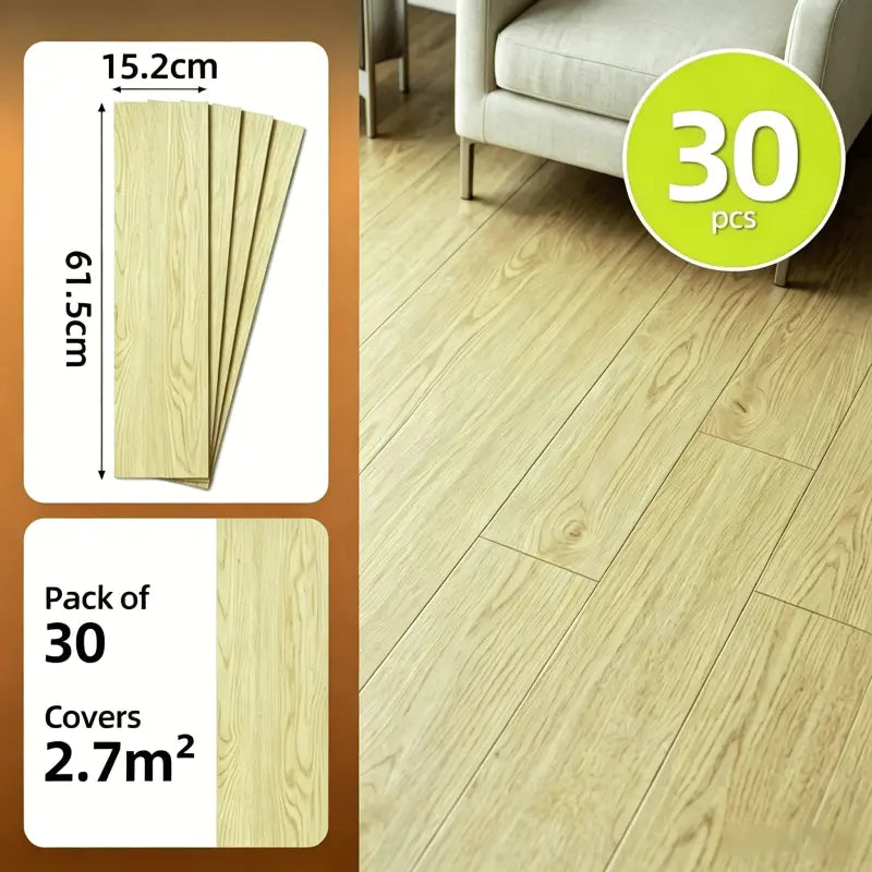 Selbstklebende pvc-bodenfliesen in hellbeige holzoptik 30 stück 60 x 15 cm für schnelle renovierung online bestellen