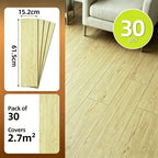 Selbstklebende pvc-bodenfliesen in hellbeige holzoptik 30 stück 60 x 15 cm für schnelle renovierung online bestellen