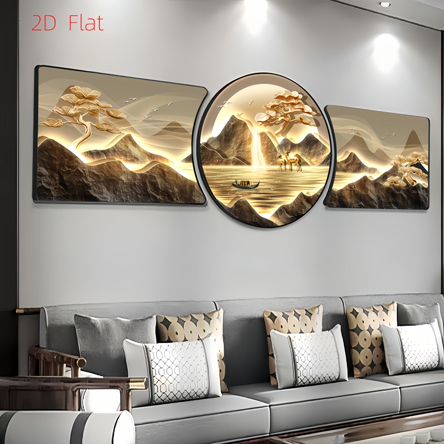 3er-Set 2D Wandbilder mit Elchmotiv – gerahmte Kunst für Wohnzimmer, Schlafzimmer & Flur – HD-Druck, schwarze Harzrahmen mit Goldakzent