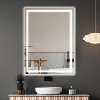 LED Badspiegel 50x70cm – Beleuchtet, Beschlagfrei, 3 Lichtfarben, Touch & Wandmontage