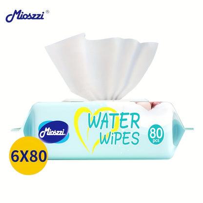 6er-Pack Feuchttücher (je 80 Stück) für Babys & Kinder – geeignet für Hände, Gesicht, Mund & Po, mit Aloe, reines Wasser, sanft & sicher