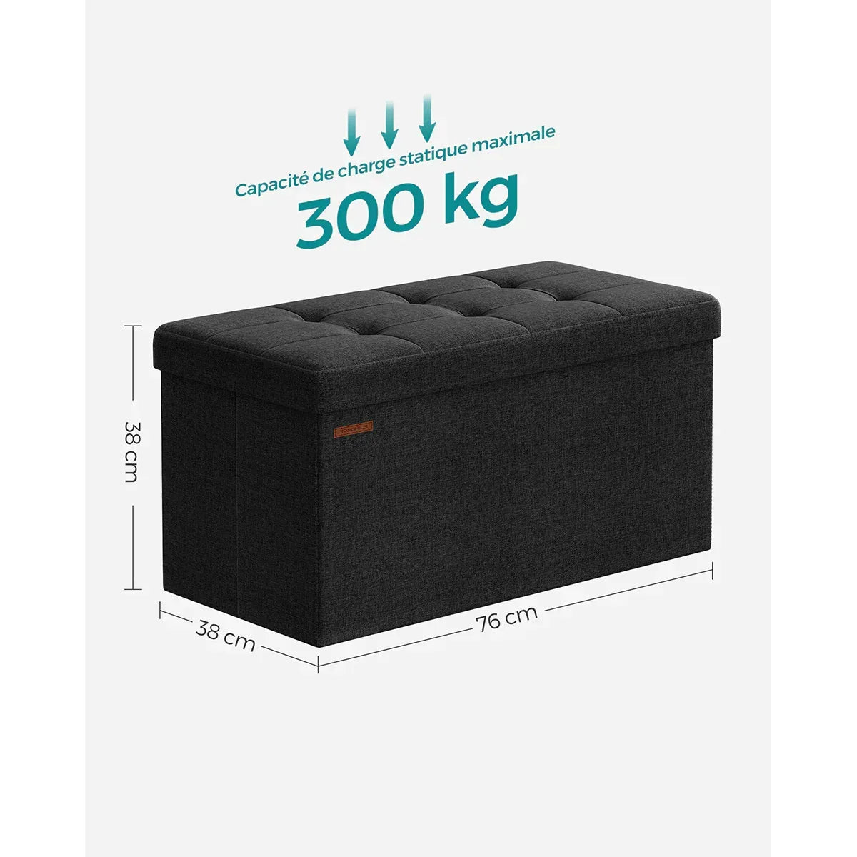SONGMICS Sitzbank mit Stauraum faltbar 76x38x38 cm – bis 300 kg - FUXLShop