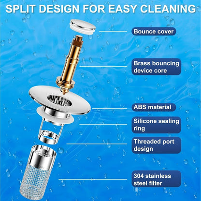 Abflusssieb Edelstahl - Waschbecken Stöpsel mit Haarfänger (2,2-3,3 cm) - FUXLShop