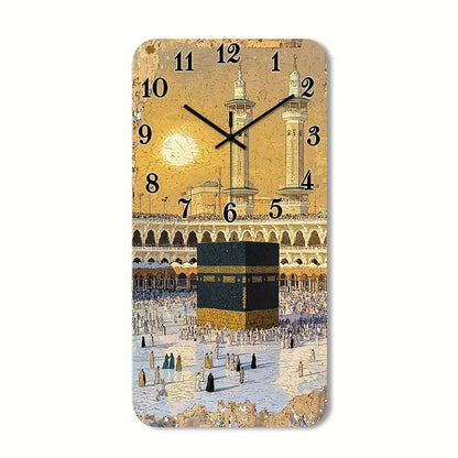 Wanduhr lautlos Kaaba Motiv – Islamische Dekoration quadratisch, HD-Glanz, für Wohnzimmer Schlafzimmer Küche - FUXLShop