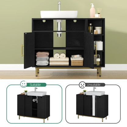 Waschbeckenunterschrank 80cm – 1 Schublade, 2 Türen & offenes Regal - FUXLShop