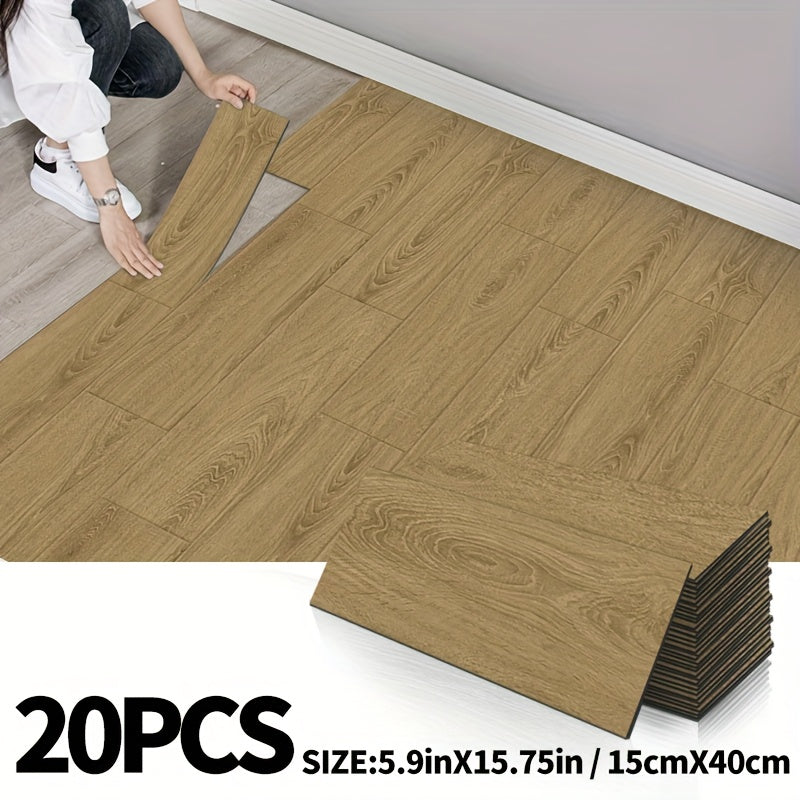 20/50 Stück Selbstklebende Bodenfliesen in Holzoptik – 15×40 cm IXPE, Retro-Design, strapazierfähig & pflegeleicht für Wohnzimmer, Küche, Büro