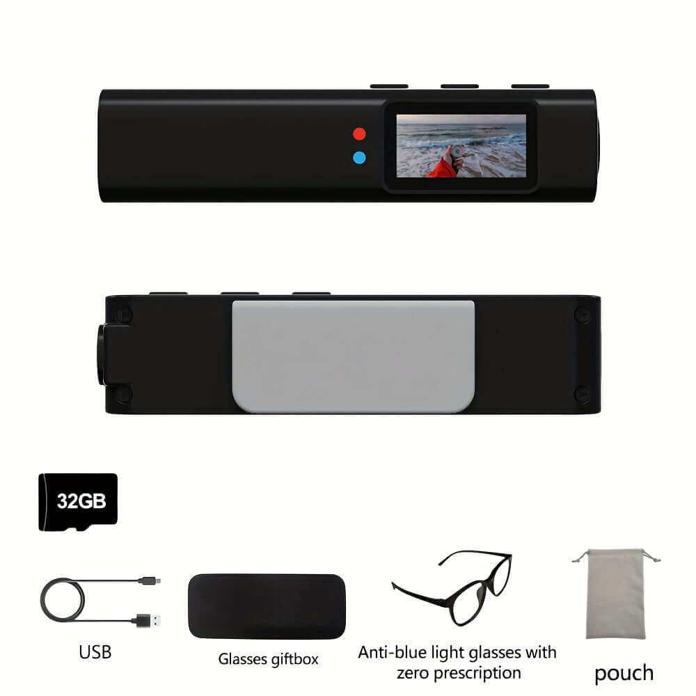 Ultra-Leichte Kamera-Brille – 2.7K Video, WiFi, Geräuschreduzierung, 60 Min Akku, ideal für Vlogging, Sport & Reisen