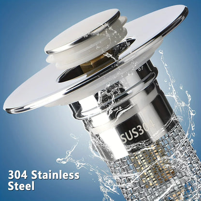 Abflusssieb Edelstahl - Waschbecken Stöpsel mit Haarfänger (2,2-3,3 cm) - FUXLShop