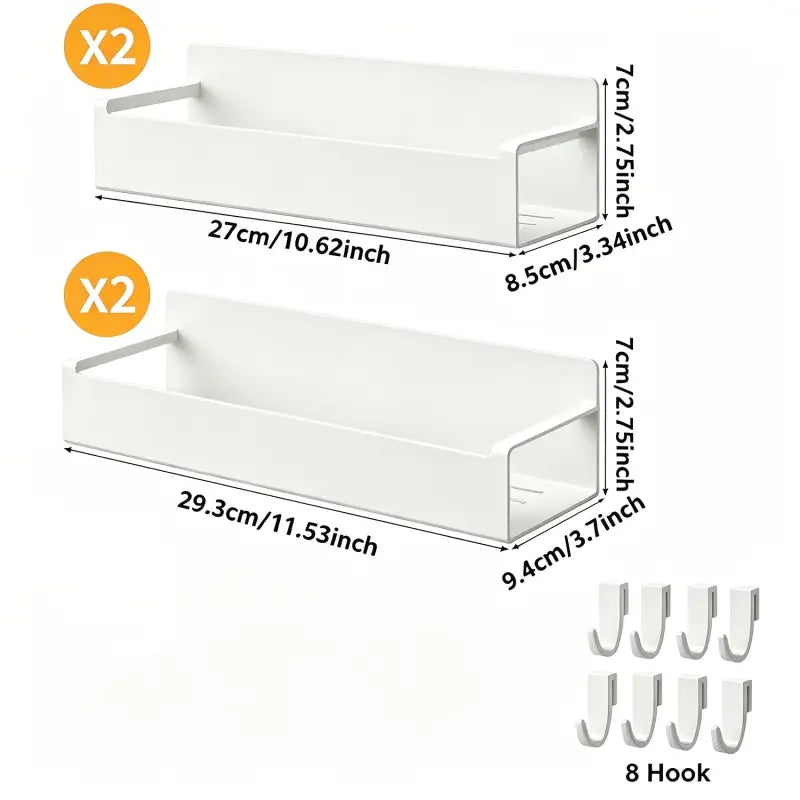 Weißes magnetisches gewürzregal 4er-set mit 8 haken aus kunststoff für geeigneten metallflächen online bestellen