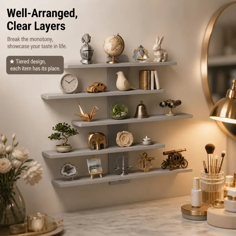 Graues wandregal mit 5 ebenen und modernem minimalistischem design ideal für kleine deko und geschenkideen online bestellen