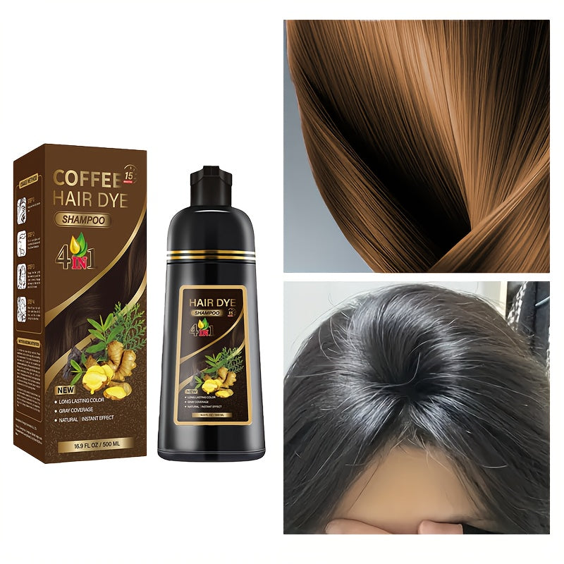 Black Hair Dye Shampoo 500ml mit Kräuterformel für langanhaltende Haarfarbe bei allen Haartypen
