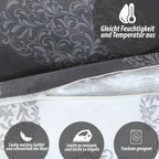 Grau weiß gemustertes bettwäsche-set 135x200 4-teilig mit satinähnlicher oberfläche und allergikerfreundlichem material