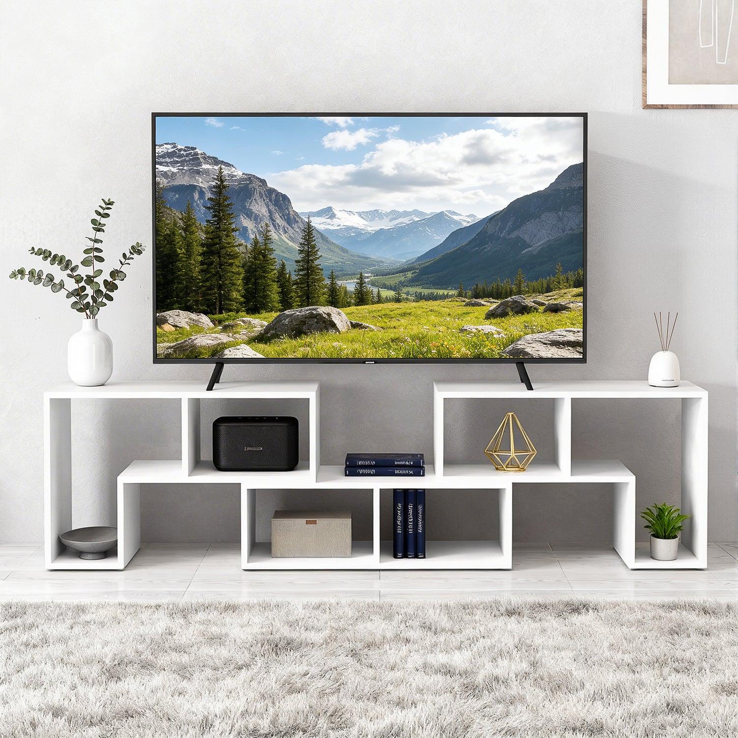 TV-Lowboard 180x30x44 cm – Modulares TV-Möbel mit 6 Fächern, bis 75 Zoll